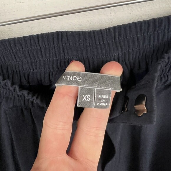 Vince Pants XS Womens Blue Slim Leg Elastic Waist Pockets Tuxedo Stripes - Picture 2 of 10